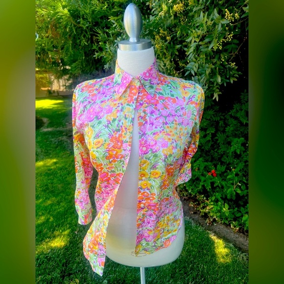 Ralph Lauren Floral 💐Button Down Shirt - Pink, Yellow, Green - Picture 1 of 6